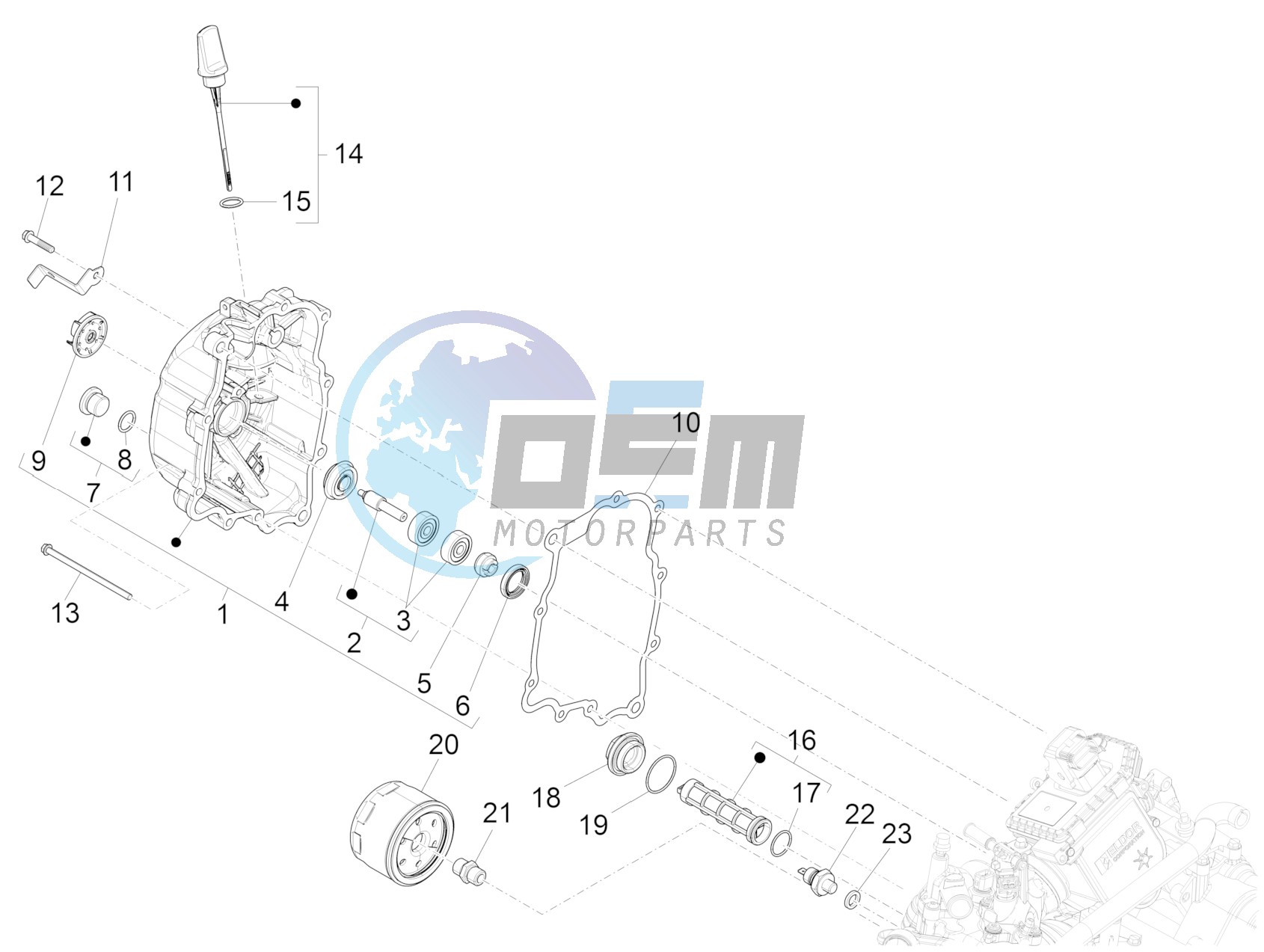 Flywheel magneto cover - Oil filter