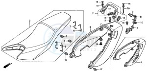 CB600F HORNET drawing SEAT/SEAT COWL