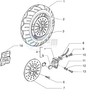 Zip 50 RST freno a disco drawing Front wheel - Caliper - (Disc brake version)