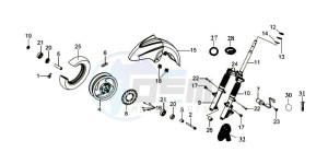 GTS 250 EURO 2 drawing FRONT WHEEL - FRONT FORK