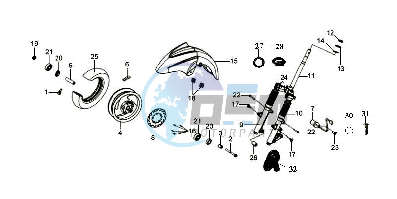 FRONT WHEEL - FRONT FORK