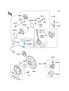 KLF250 KLF250A8F EU GB drawing Starter Motor