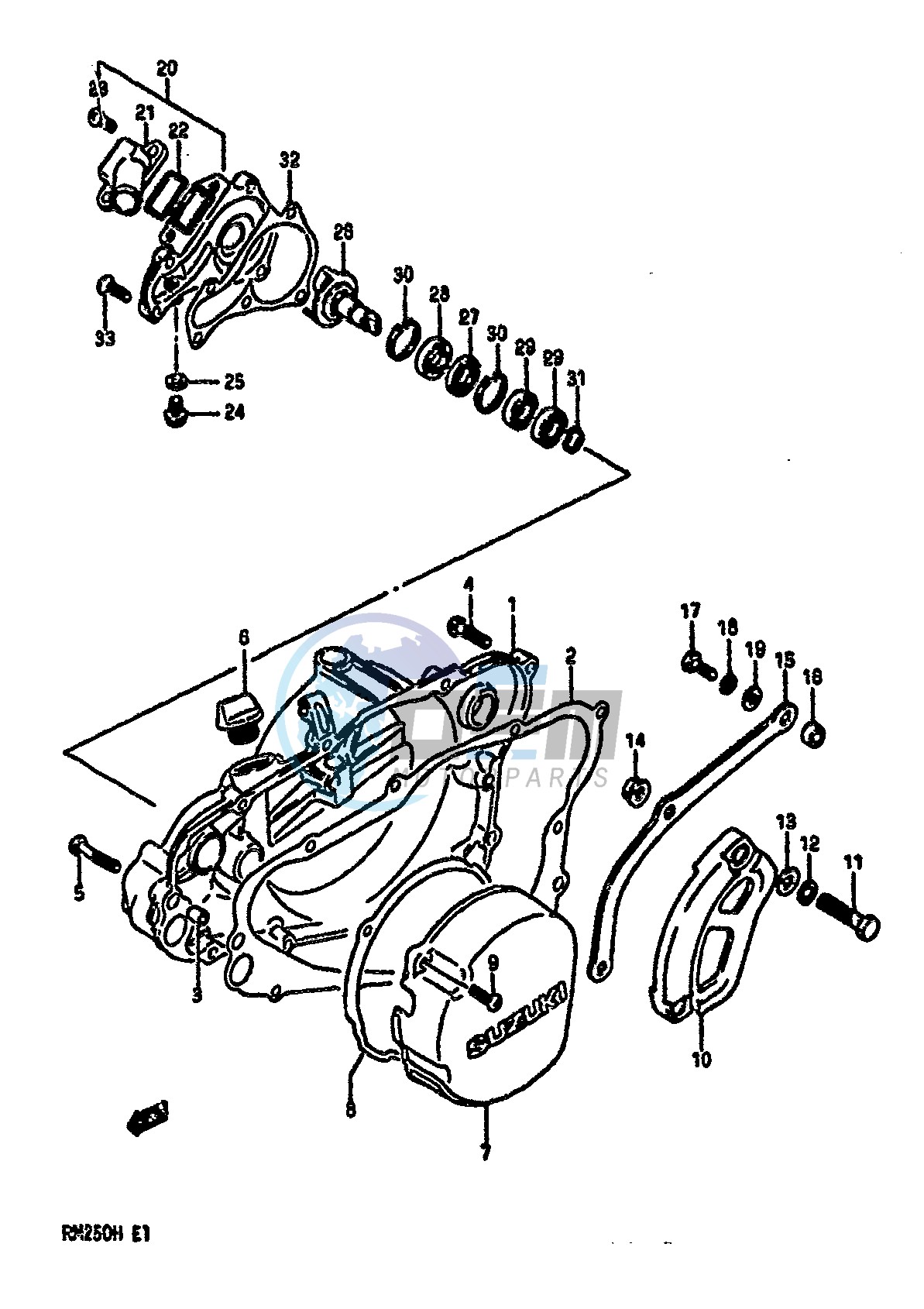 CRANKCASE COVER-WATER PUMP (MODEL H)