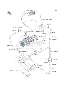 ZX 600 B [NINJA ZX-6RR] (K1) [NINJA ZX-6RR] drawing FUEL EVAPORATIVE SYSTEM-- CA- -