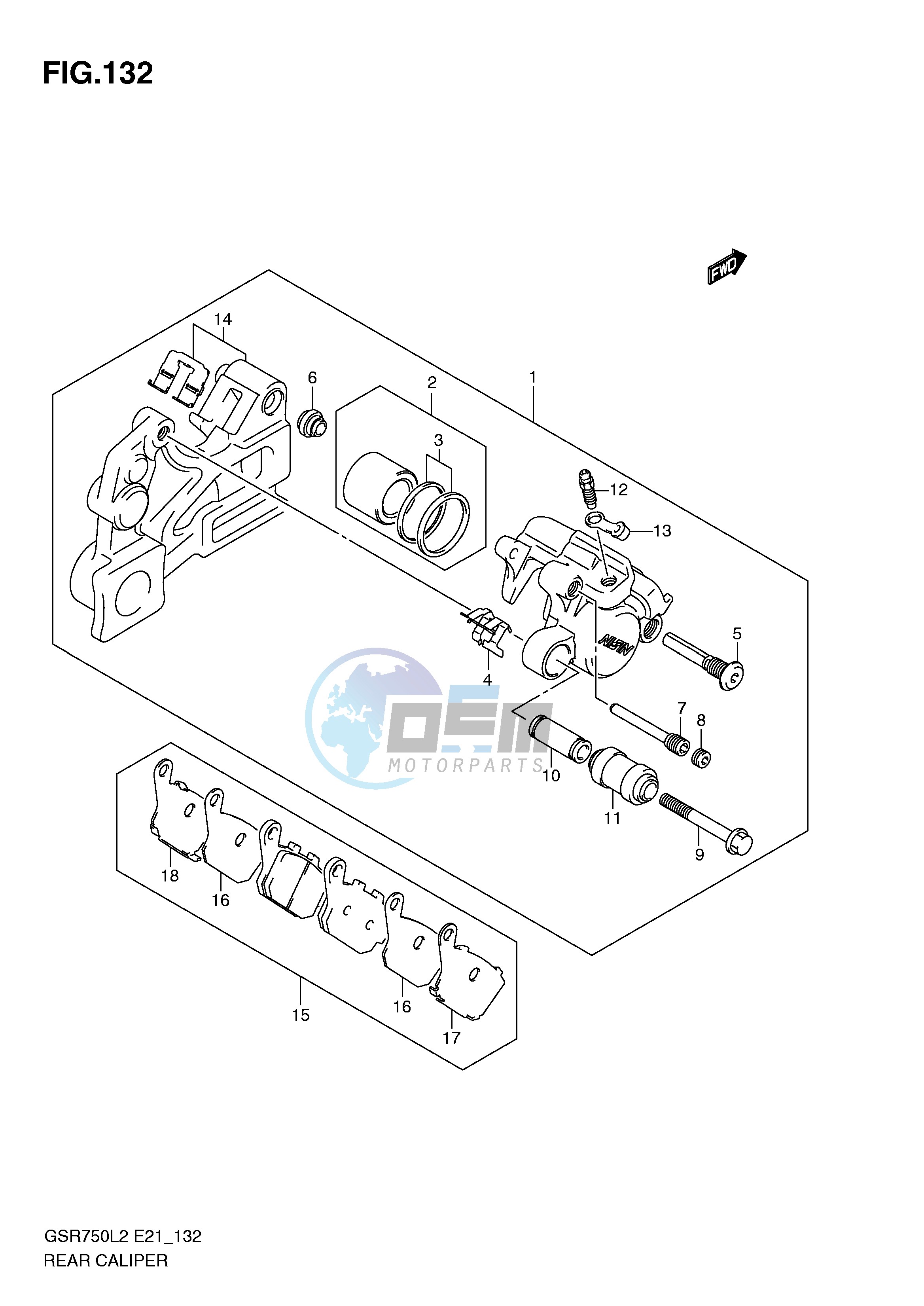 REAR CALIPER (GSR750L2 E21)