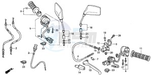 CB250 drawing HANDLE LEVER/SWITCH/CABLE