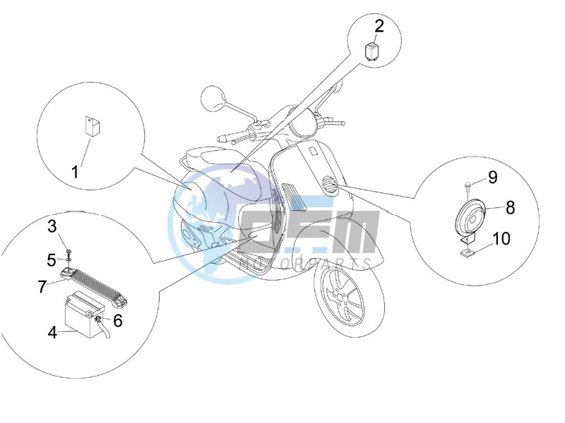 Control switches - Battery - Horn