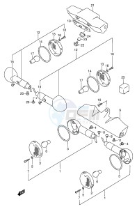 VL1500 (E2) drawing TURNSIGNAL LAMP (MODEL W X Y K1)