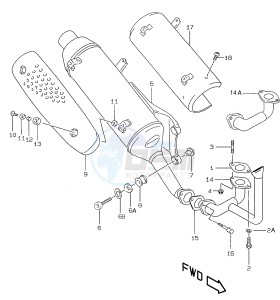 AY50 (V-W-X-Y) katana drawing MUFFLER (model X Y except P26 and AY50 P39 )