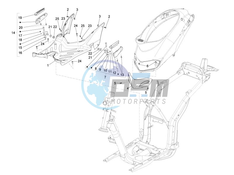 Central cover - Footrests