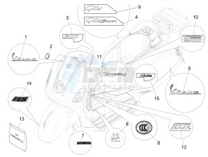 SUPER GTS 300 4T 4V IE ABS E3 (APAC) drawing Plates - Emblems