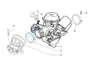 Granturismo 125 L E3 drawing Carburettor  assembly - Union pipe