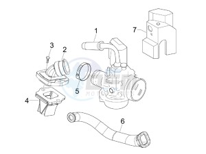 Liberty 50 2t moc drawing Carburettor assembly - Union pipe