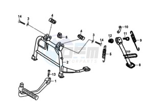 FIDDLE II 50 25KMH OLD ENGINE drawing CENTRAL STAND - SIDE STAND - KICKSTARTER PEDAL