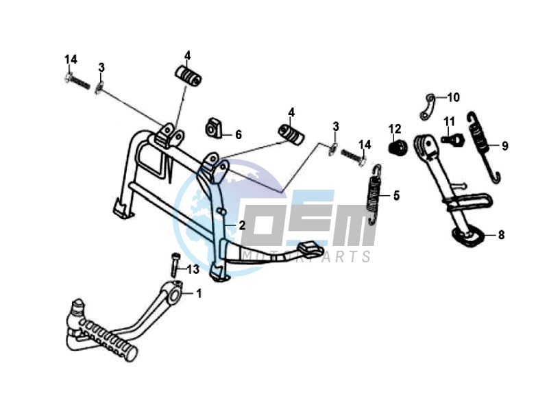 CENTRAL STAND - SIDE STAND - KICKSTARTER PEDAL