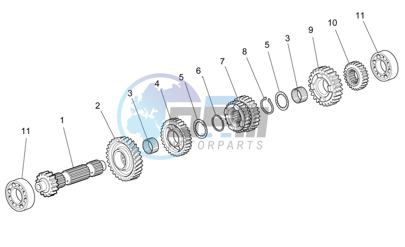 Primary gear shaft