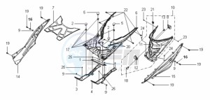 VS 125 EURO3 drawing FOOTREST / LOWER COWLING