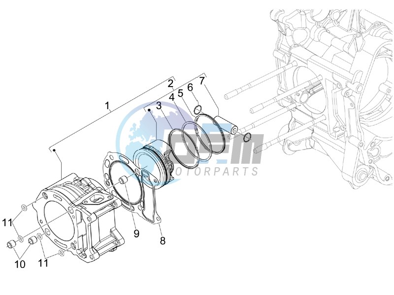 Cylinder-piston-wrist pin unit