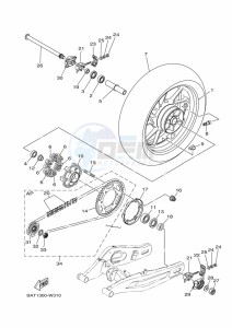 XSR700 MTM690 (BEE1) drawing REAR WHEEL