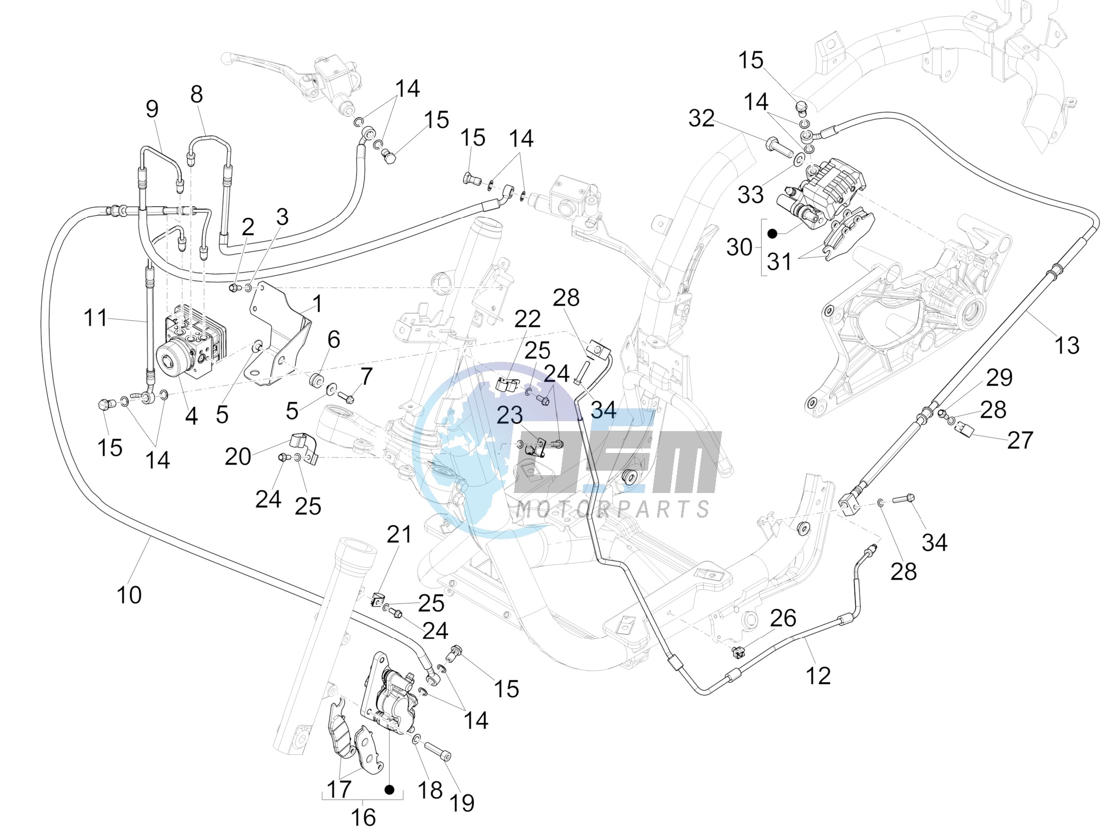 Brakes pipes - Calipers (ABS)