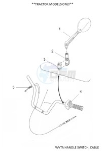 YFM450FWB KODIAK 450 (BJ5K) drawing WVTA HANDLE SWITCH, CABLE