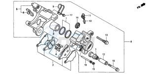 CB600F2 CB600S drawing REAR BRAKE CALIPER