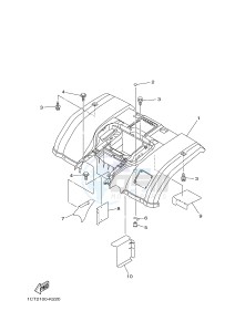 YFM450FWAD YFM45FGPB GRIZZLY 450 EPS (1CTC 1CTD 1CTE) drawing REAR FENDER