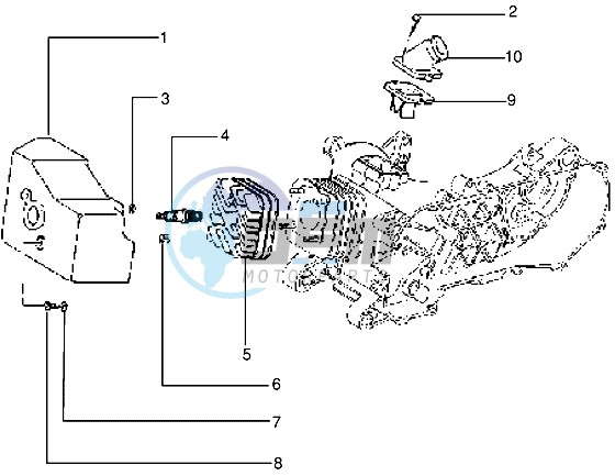 Cylinder head - Cooling hood - Inlet and induction pipe