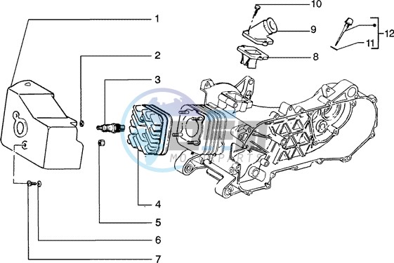 Cylinder head - Cooling hood - Inlet and induction pipe