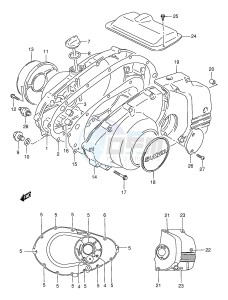 GS500 (E2) drawing CRANKCASE COVER