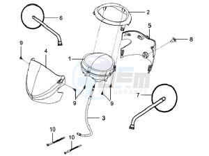 MIO 100 drawing HEAD LIGHT COVER / DASHBOARD / MIRRORS