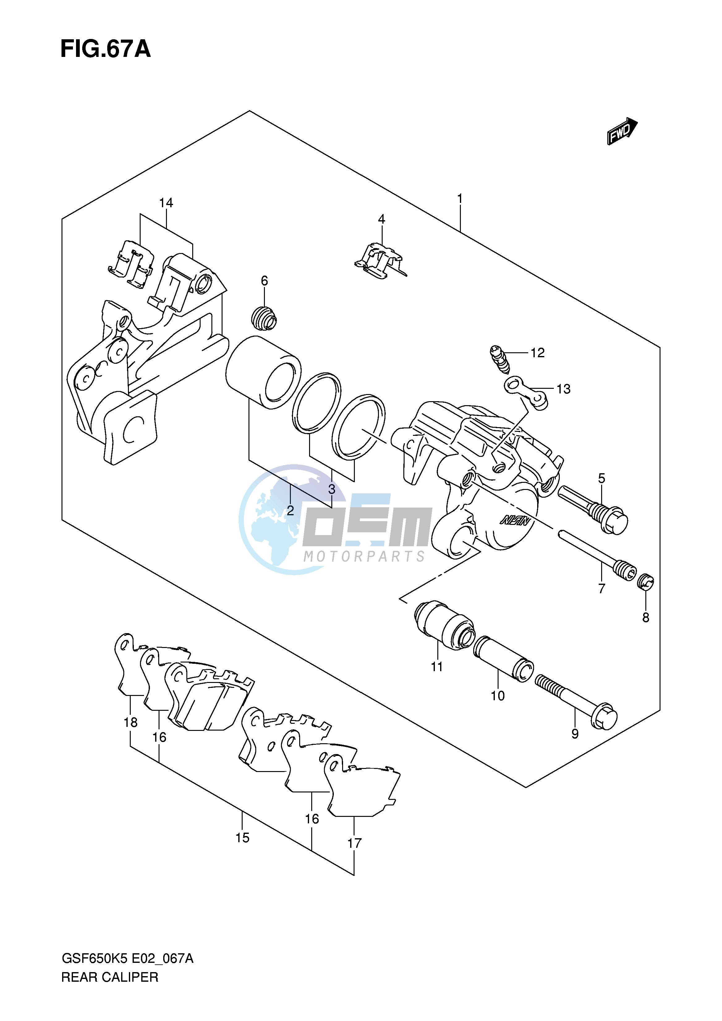 REAR CALIPER (GSF650AK5 UAK5 SAK5 SUAK5 AK6 UAK6 SAK6 SUAK6)