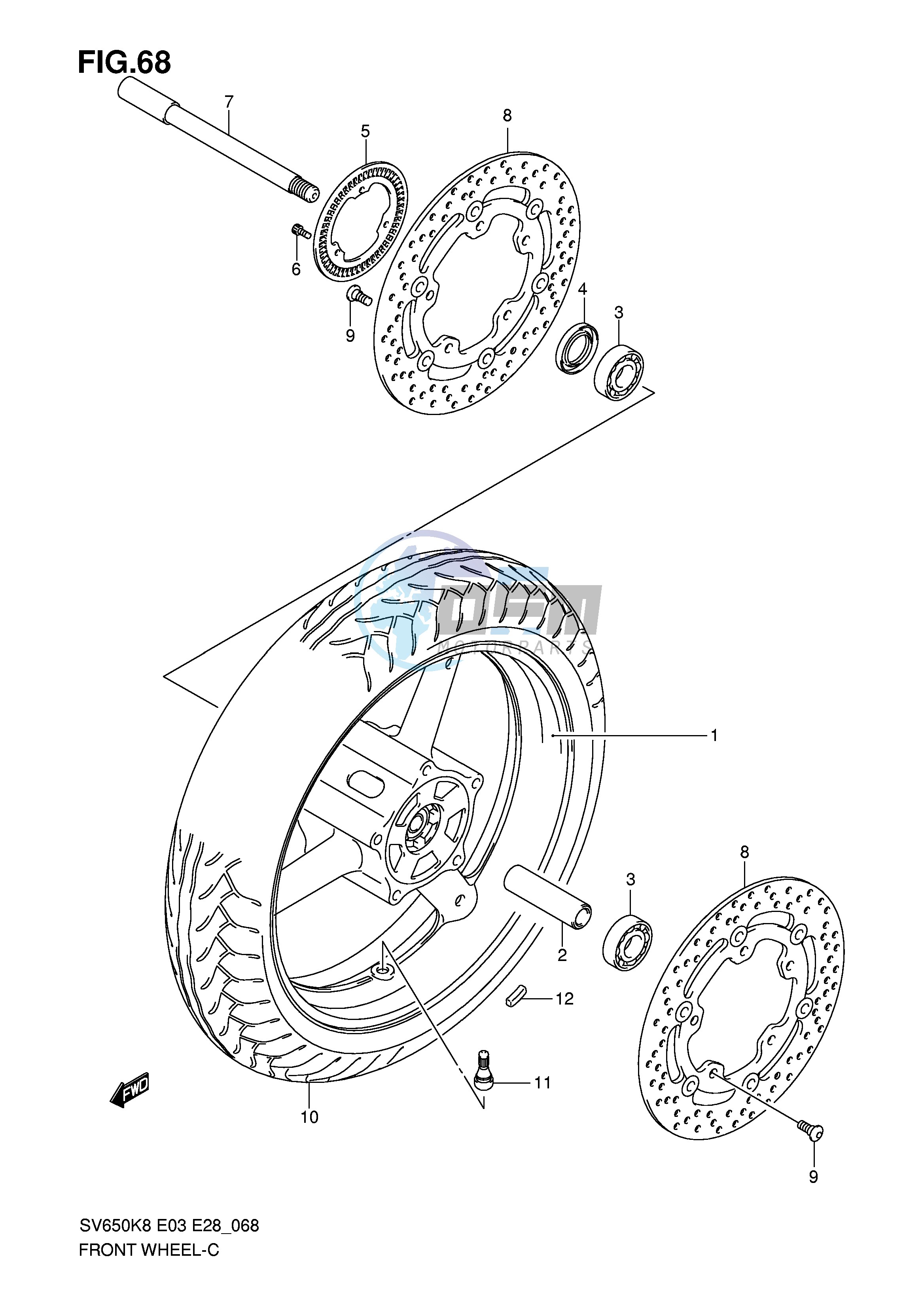 FRONT WHEEL (SV650AK8 SAK8 AK9 SAK9 SAL0)