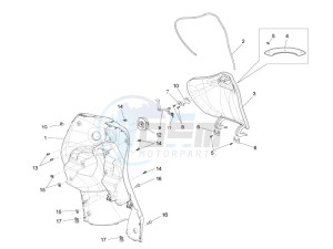 Liberty 125 4t 3v ie e3 drawing Front glove-box - Knee-guard panel