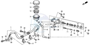 CB750F2 SEVEN FIFTY drawing REAR BRAKE MASTER CYLINDER