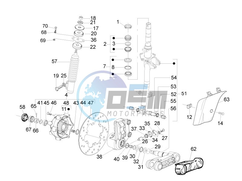 Fork - steering tube - Steering bearing unit