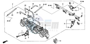 CB900F HORNET 900 drawing THROTTLE BODY (ASSY.)