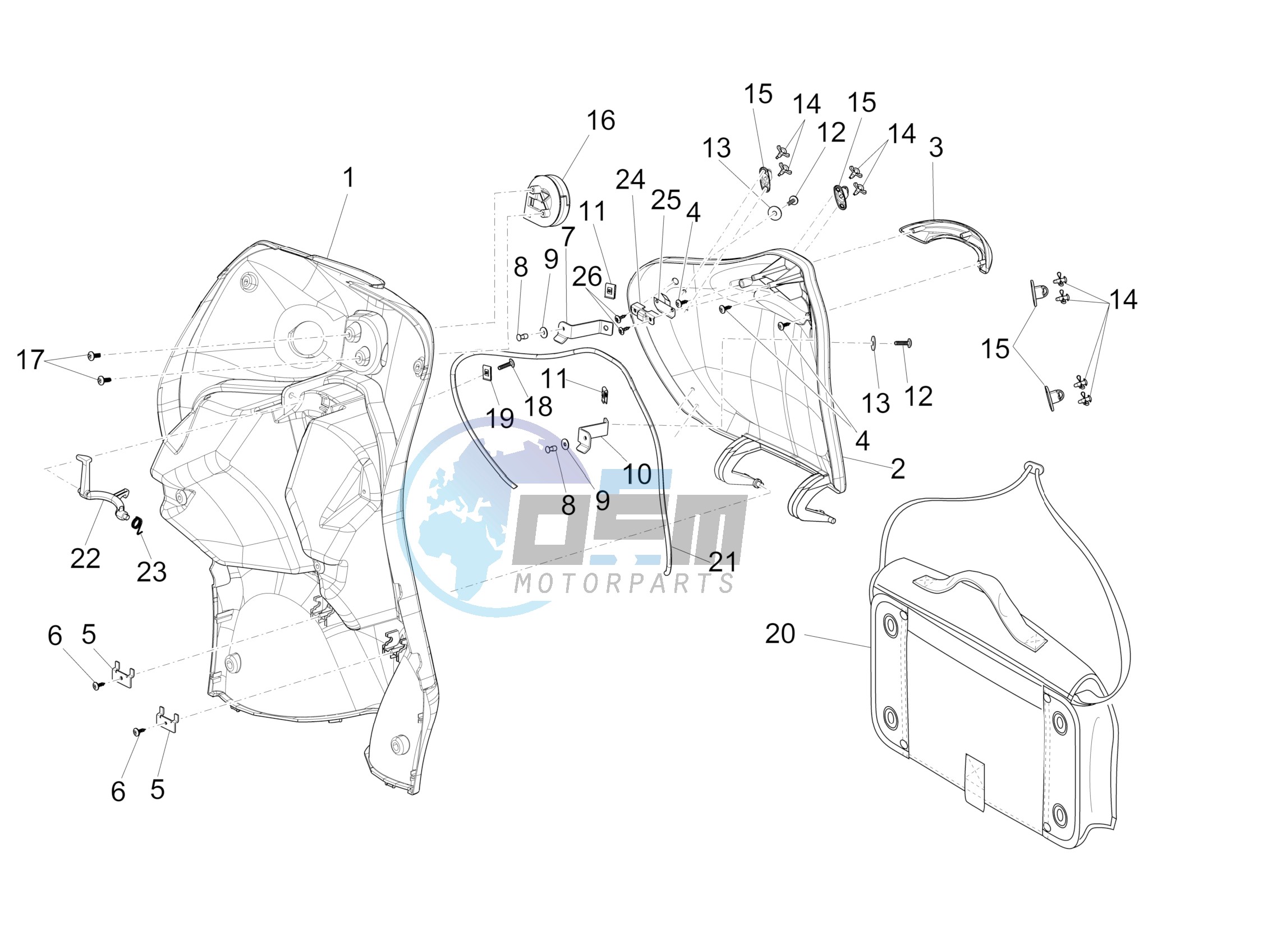 Front glove-box - Knee-guard panel