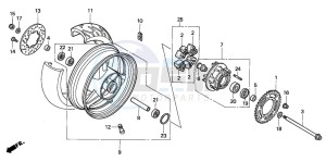 CBR1100XX SUPER BLACKBIRD drawing REAR WHEEL