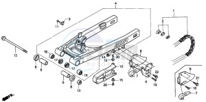 CR80R drawing SWINGARM/DRIVE CHAIN