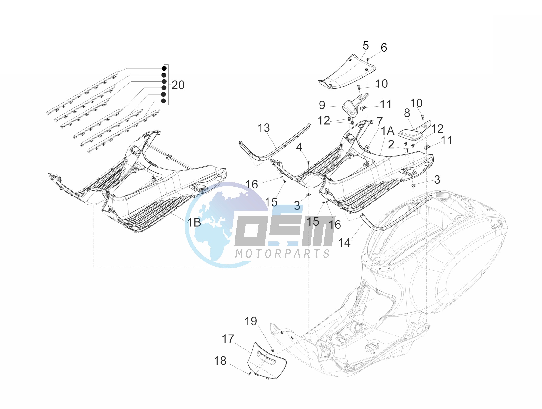 Central cover - Footrests