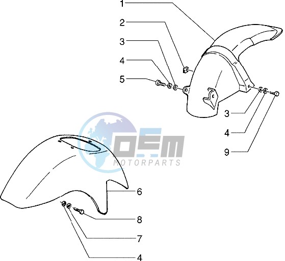 Front and rear mudguard