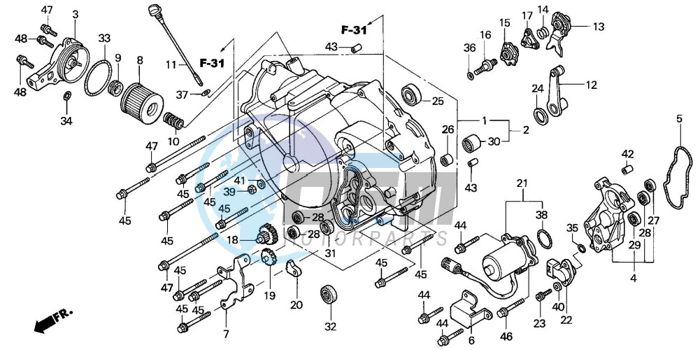 FRONT CRANKCASE COVER (TRX350TE/FE)