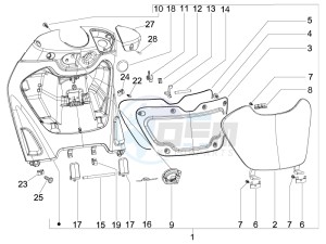 Beverly 125 e3 drawing Front glove-box - Knee-guard panel