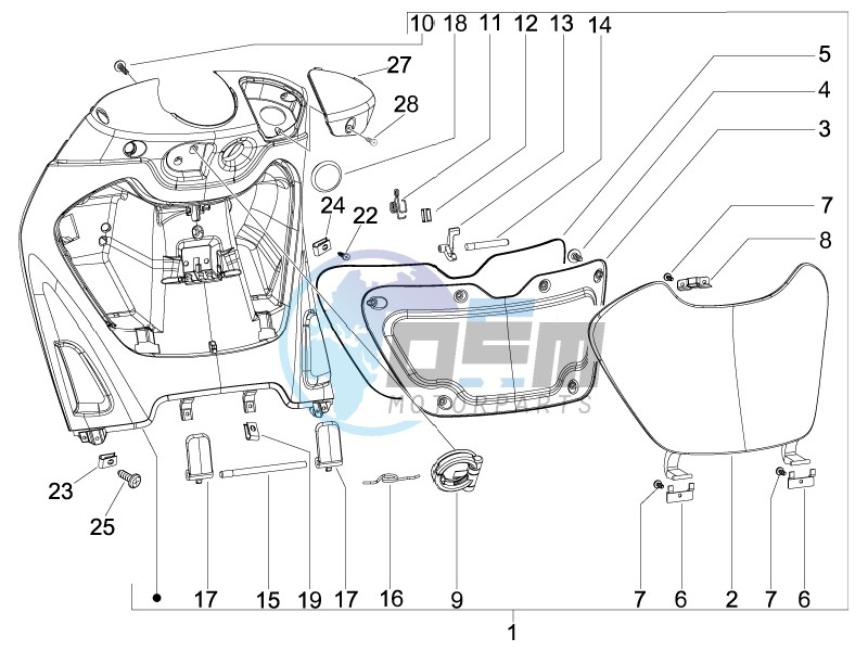 Front glove-box - Knee-guard panel