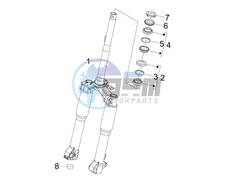 Fork steering tube - Steering bearing unit