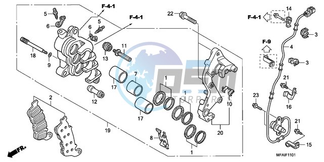 R. FRONT BRAKE CALIPER (CBF1000A/T/S)