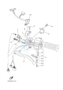 YFM350A YFM35GTXH GRIZZLY 350 2WD (B149) drawing HANDLE SWITCH & LEVER