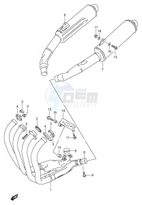 GSX-R1100W (E2) drawing MUFFLER (MODEL P R)