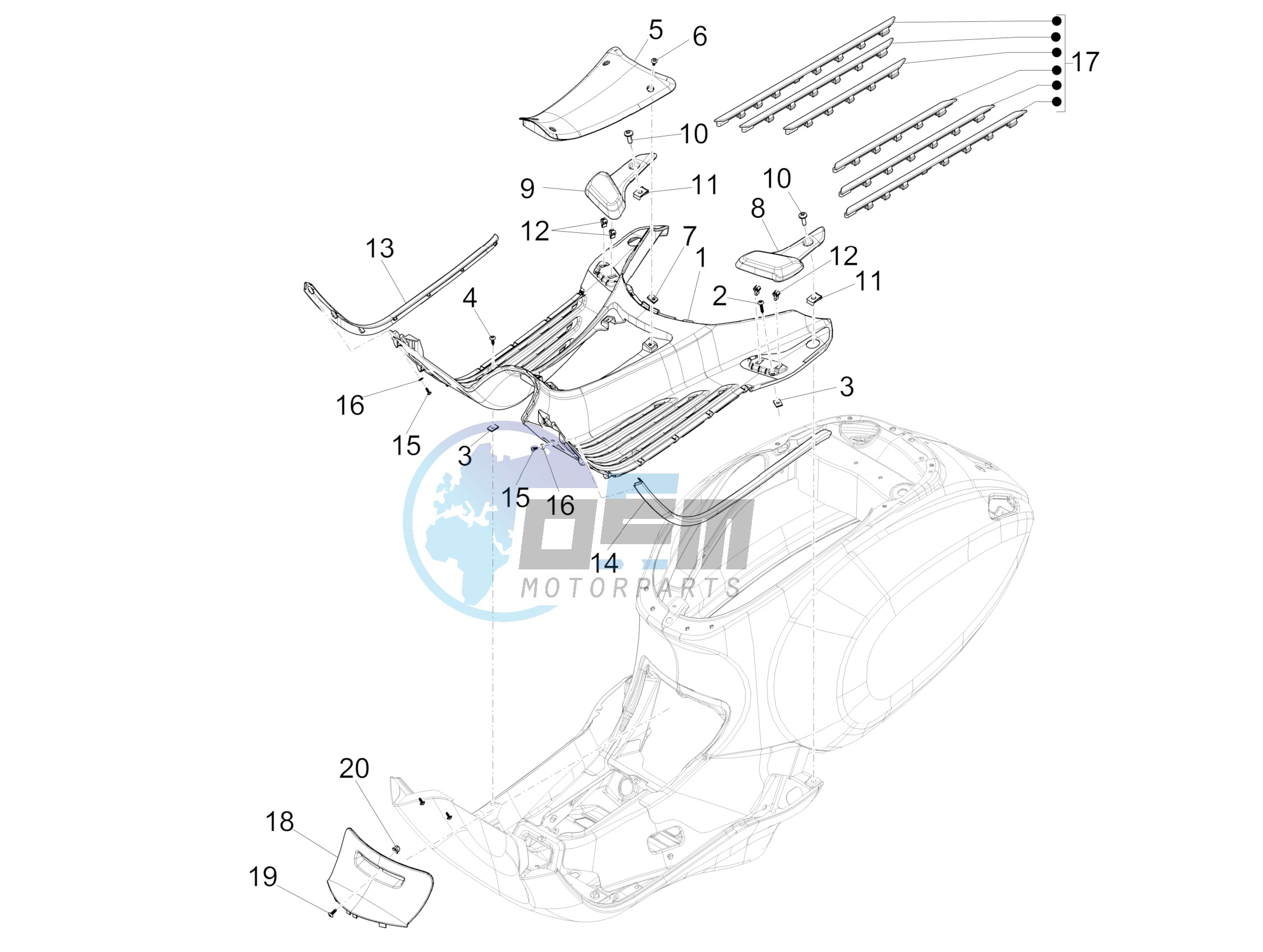 Central cover - Footrests